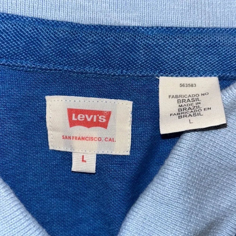 Rare Retro Blue Vintage Brasil Levis Golf Polo Tennis Shirt L vintage old school